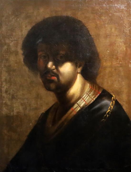 Italian School Portrait of a gentleman wearing a gold chain 29 x 23in. unframed